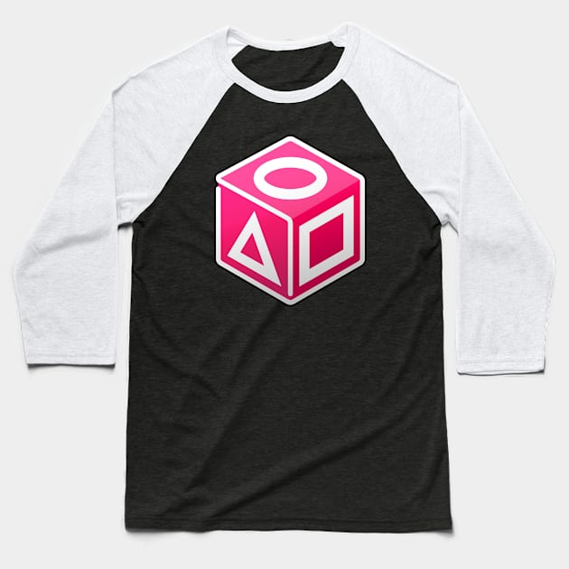 SQUID GAME - MINIMALIST ISOMETRIC CUBE DESIGN Baseball T-Shirt by kooldsignsflix@gmail.com